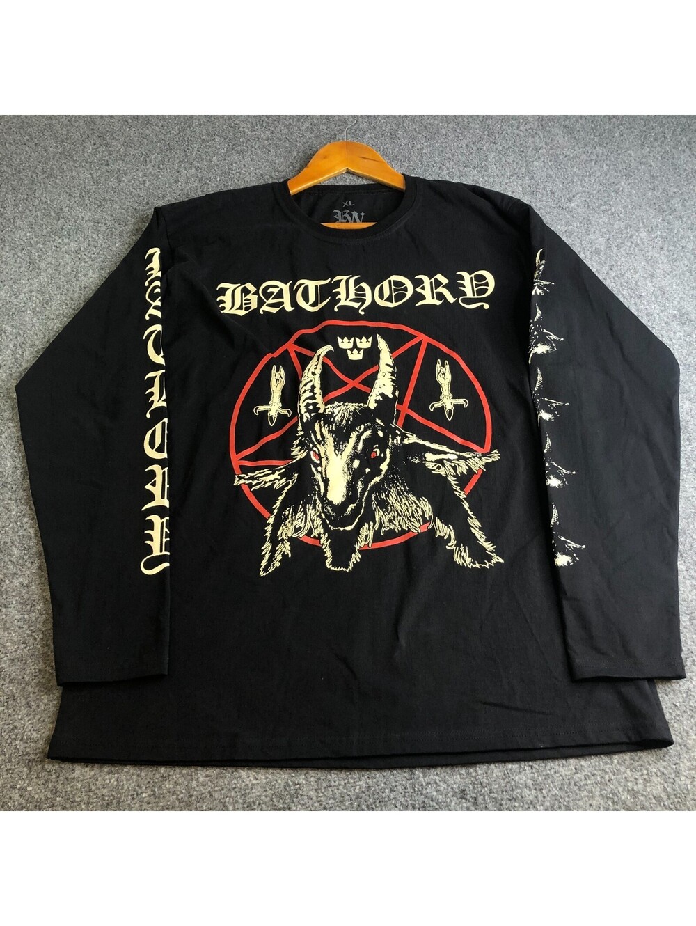 Bathory T Shirt Mens XL Black Graphic Long Sleeve Goat